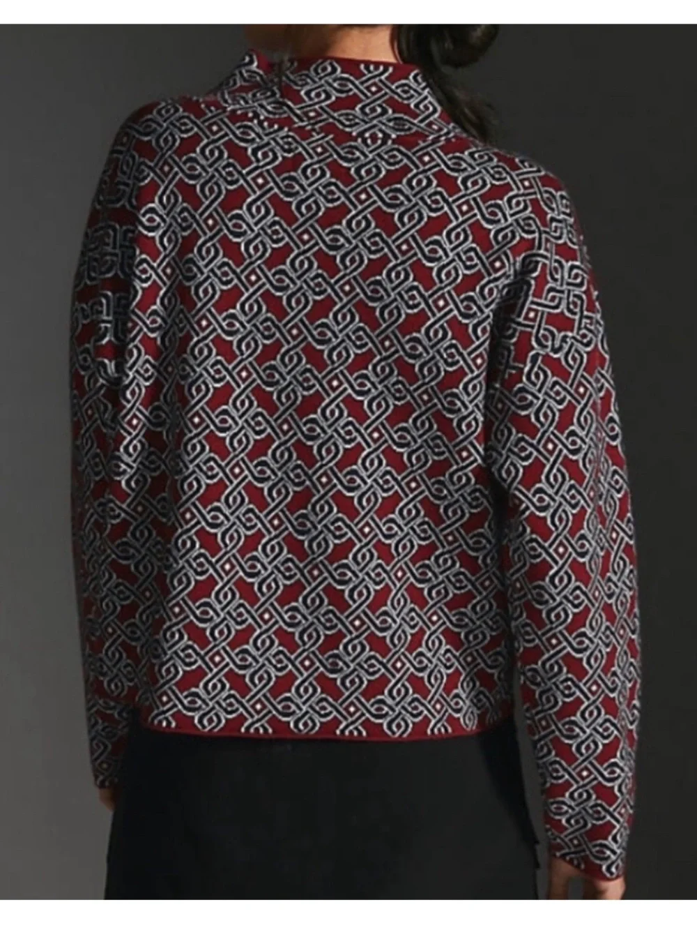 Maeve Anthropologie Carys Mock-Neck Geometric Sweater size XL